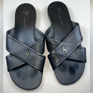 Men’s Giuseppe Zanotti Flavio crossed-leather sandals Size 10.5 EURO 44 Italy